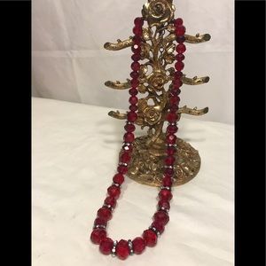 🔆 Red crystal beaded necklace